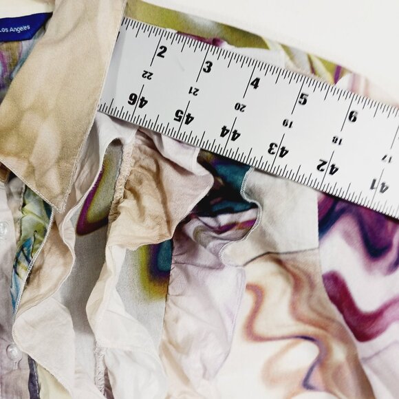 Georg Roth Los Angeles  Med. Cotton Button Down Top Ruffled Artsy Abstract Print - Picture 12 of 16